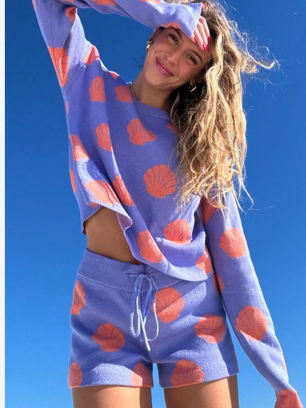 Beach Riot Lavender Shell-Print Drawstring Shorts - Picture 15 of 15